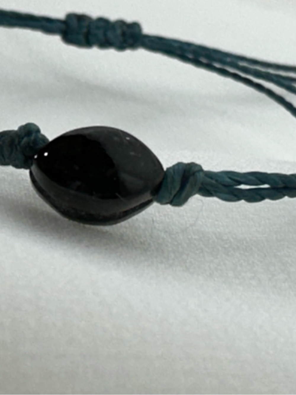 Black Jade Bracelet Handmade Guatemala Adjustable Teal Cord